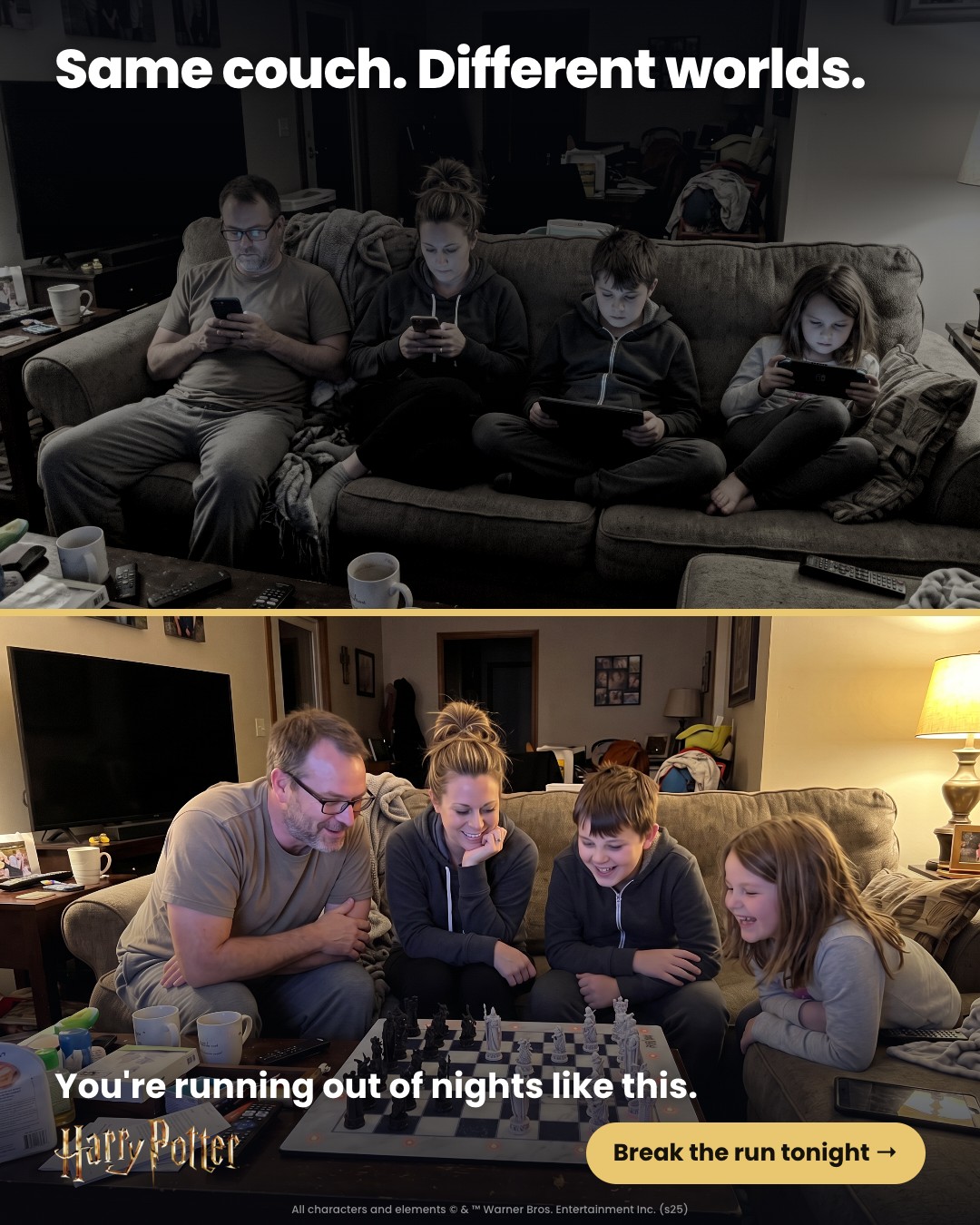 Same couch. Different worlds.
