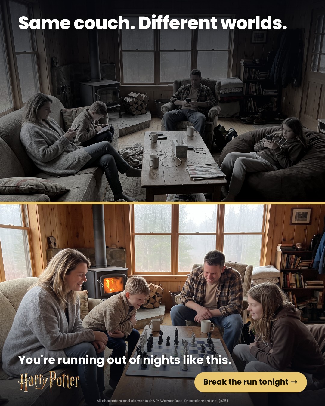 Same couch. Different worlds.